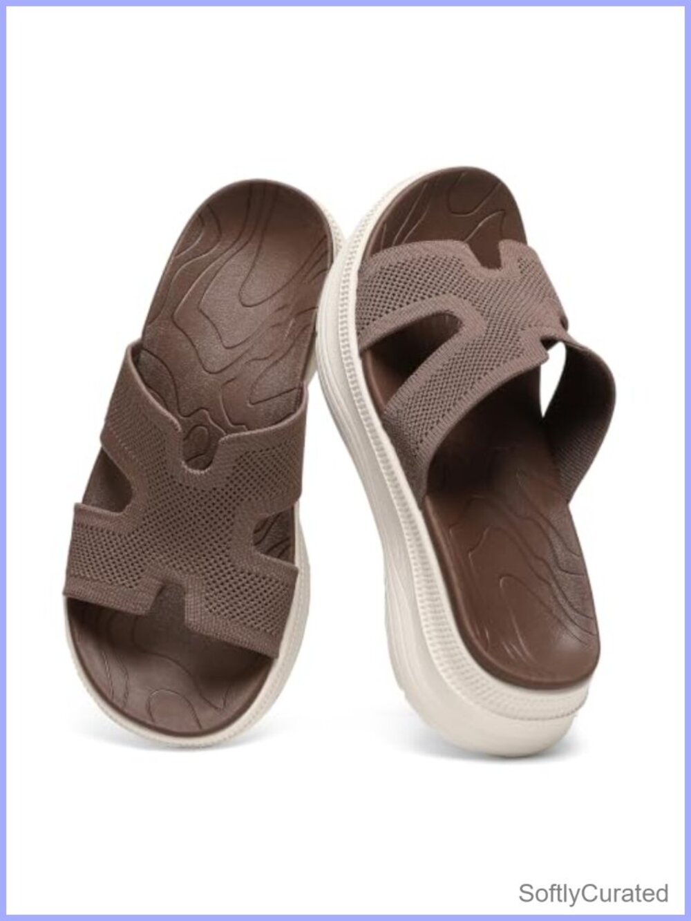 Orthopedic Arch Support Platform Slides for Women Mesh Knit Slip On Walking